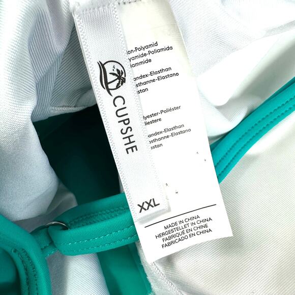 Cupshe Women's  Falbala Bikini XXL Teal ruffled top adjustable straps - Picture 12 of 13